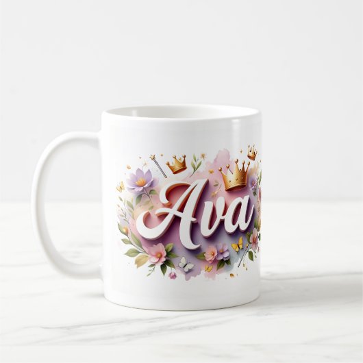 Persoonlijke Princesse Bloemen Mok – Met Naam (Links)