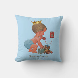 Persoonlijke prins op telefoon met Teddy Bear Blue Kussen