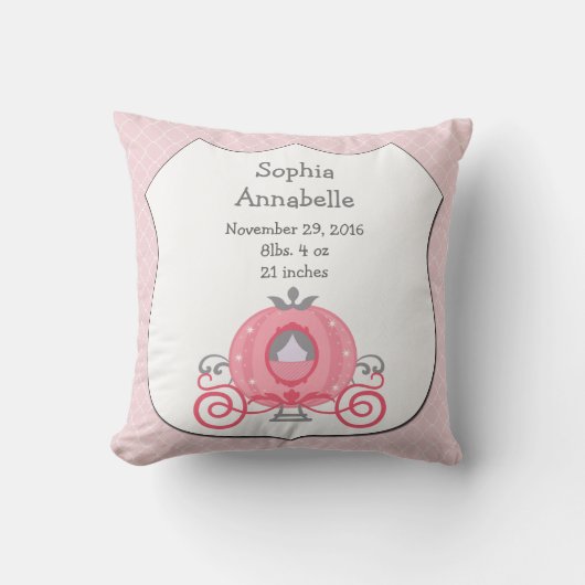 Persoonlijke prinses Carriage Baby Girl Pillow Kussen (Voorkant)