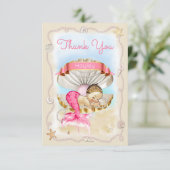 Persoonlijke prinses Mermaid Clam Shell Dank u Bedankkaart (Staand voorkant)