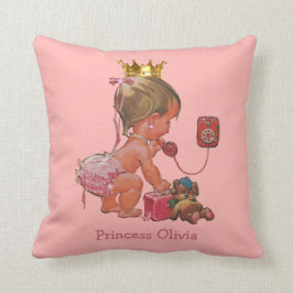 Persoonlijke prinses op de telefoon met Teddy Bear Kussen