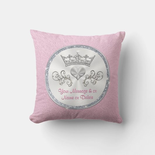 Persoonlijke prinses Tiara Pink Pillow voor meisje Kussen (Voorkant)