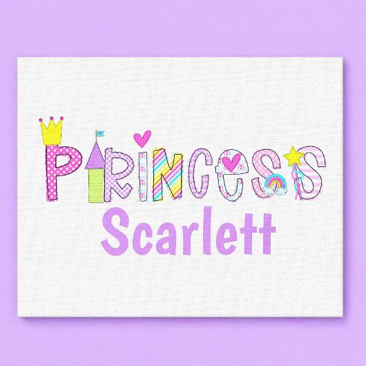 Persoonlijke prinsessen alfabet kroon kasteel tove canvas afdruk