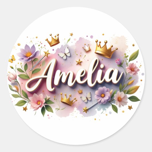 Persoonlijke Prinsessen Bloem Naam Stickers (Voorkant)