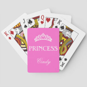 Persoonlijke prinsessenkaart in het roze met naam pokerkaarten