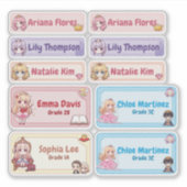 Persoonlijke Prinsessennaamlabels – Pastel Kawaii Sticker (Voorkant)