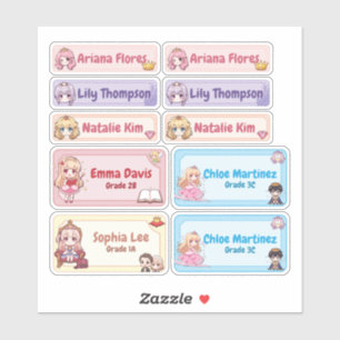 Persoonlijke Prinsessennaamlabels – Pastel Kawaii Sticker
