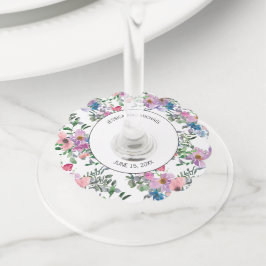 Persoonlijke pruim paars roze en witte bloem wijnglaslabel