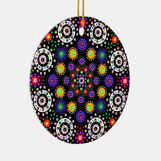 Persoonlijke Psychedelic Dot Mandala Kerstmis Keramisch Ornament (Rechts)