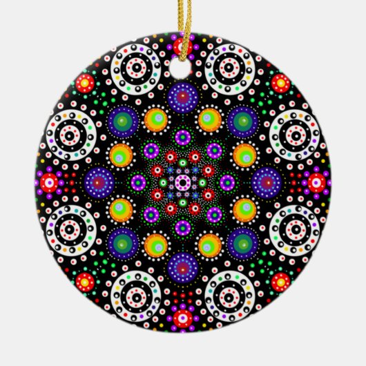 Persoonlijke Psychedelic Dot Mandala Kerstmis Keramisch Ornament (Voorkant)