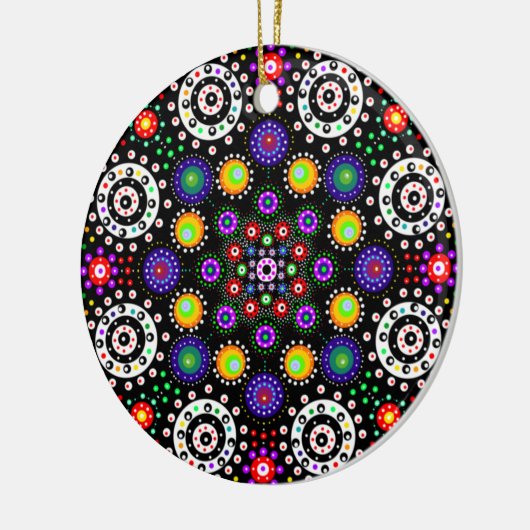 Persoonlijke Psychedelic Dot Mandala Kerstmis Keramisch Ornament (Links)