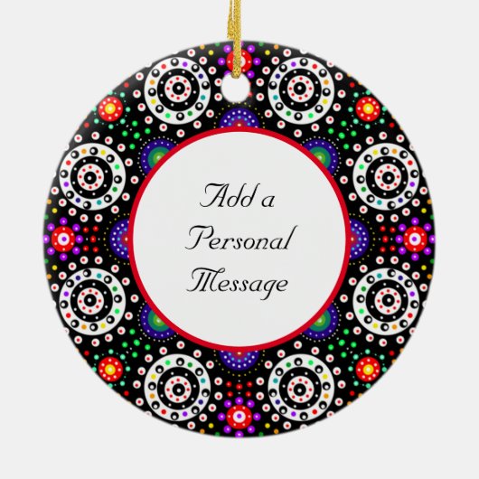 Persoonlijke Psychedelic Dot Mandala Kerstmis Keramisch Ornament (Achterkant)