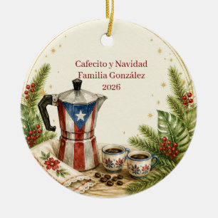 Persoonlijke Puerto Ricaanse Cafecito Greca Kerst Keramisch Ornament
