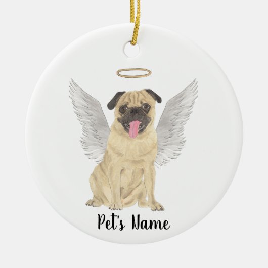 Persoonlijke Pug condoleance-herdenking Keramisch Ornament (Voorkant)