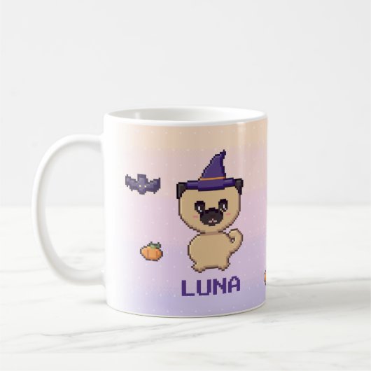Persoonlijke Pug Halloween Mok (Links)