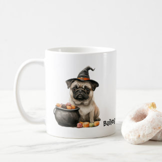 Persoonlijke Pug Heks Halloween Hond Koffiemok