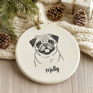 Persoonlijke Pug-hond Kerstmis Keramisch Ornament