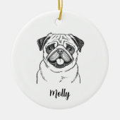 Persoonlijke Pug-hond Kerstmis Keramisch Ornament (Voorkant)