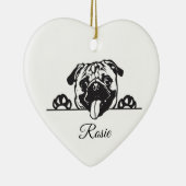 Persoonlijke Pug Keramisch Ornament (Rechts)
