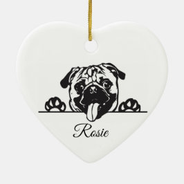 Persoonlijke Pug Keramisch Ornament