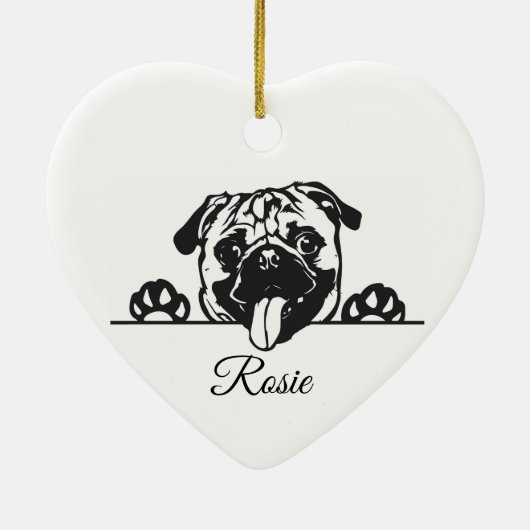 Persoonlijke Pug Keramisch Ornament (Achterkant)