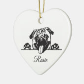 Persoonlijke Pug Keramisch Ornament (Links)