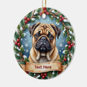 Persoonlijke Pug Kerstmis  Keramisch Ornament (Links)