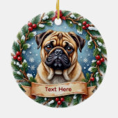 Persoonlijke Pug Kerstmis  Keramisch Ornament (Achterkant)