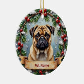 Persoonlijke Pug Kerstmis Keramisch Ornament (Rechts)