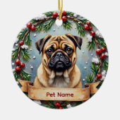 Persoonlijke Pug Kerstmis Keramisch Ornament (Voorkant)