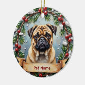 Persoonlijke Pug Kerstmis Keramisch Ornament (Links)