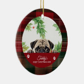 Persoonlijke Pug Kerstmis Keramisch Ornament (Rechts)