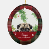 Persoonlijke Pug Kerstmis Keramisch Ornament (Links)