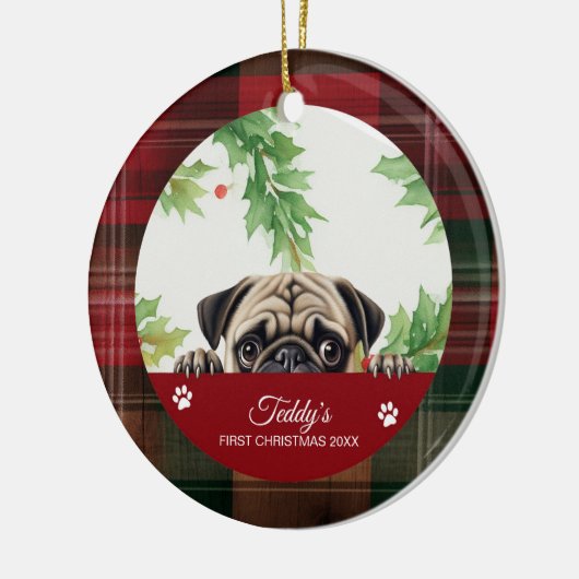 Persoonlijke Pug Kerstmis Keramisch Ornament (Links)