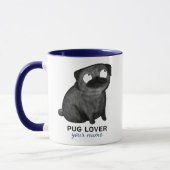 Persoonlijke Pug-mok, aangepaste naam & tekst Mok (Links)