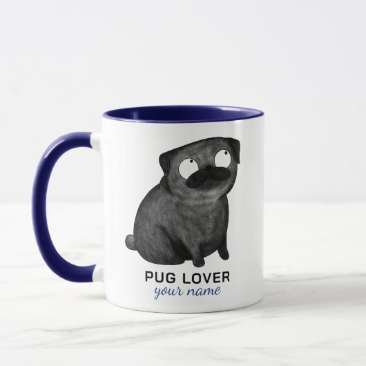 Persoonlijke Pug-mok, aangepaste naam & tekst Mok (Links)