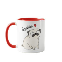 Persoonlijke Pug-mok, op maat gemaakte pug-beker m