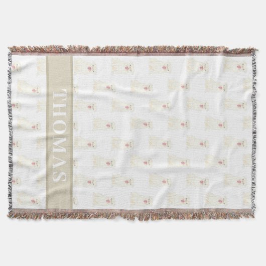 Persoonlijke Pug (Wit)  Deken (Voorkant)