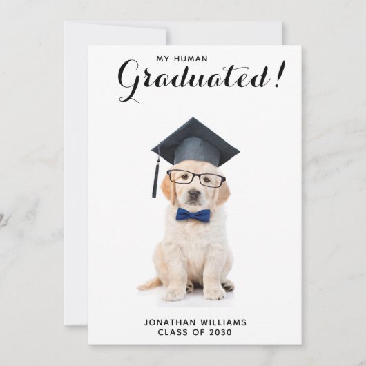 Persoonlijke Puppy Dog Afstuderen Graduation Party Kaart (Voorkant)