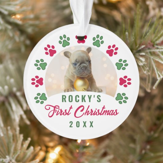 Persoonlijke puppy Dog First-kerstfoto Ornament (Boom)