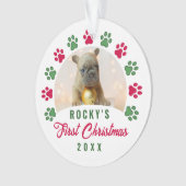 Persoonlijke puppy Dog First-kerstfoto Ornament (voorkant)