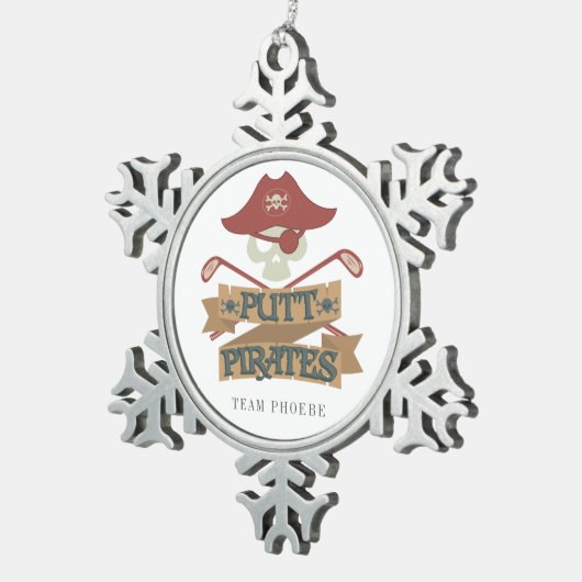 Persoonlijke Putt Pirates Golfing Hobby Tin Sneeuwvlok Ornament (Rechts)