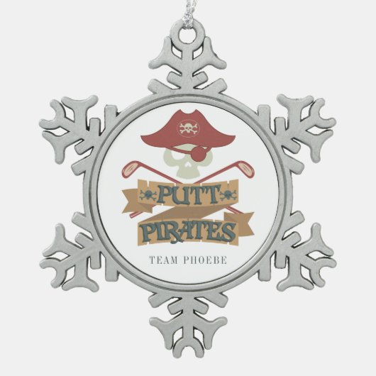 Persoonlijke Putt Pirates Golfing Hobby Tin Sneeuwvlok Ornament (Voorkant)