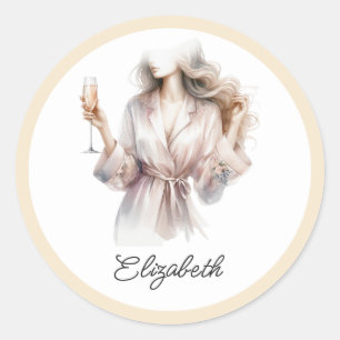 Persoonlijke pyjama's en Prosecco bruidsfeest favo Ronde Sticker