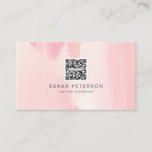 Persoonlijke QR-code stijlvolle abstracte zwarte w Visitekaartje (Voorkant)