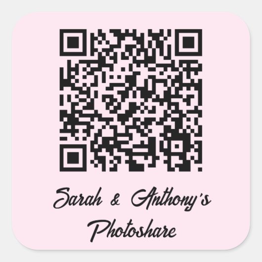 Persoonlijke QR-code trouwfoto deelwebsite Vierkante Sticker (Voorkant)