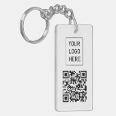 Persoonlijke QR-code zakelijke kaart Uw logo wit Sleutelhanger (Voorkant Links)