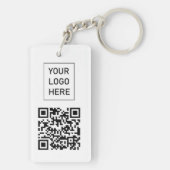 Persoonlijke QR-code zakelijke kaart Uw logo wit Sleutelhanger (achterkant)