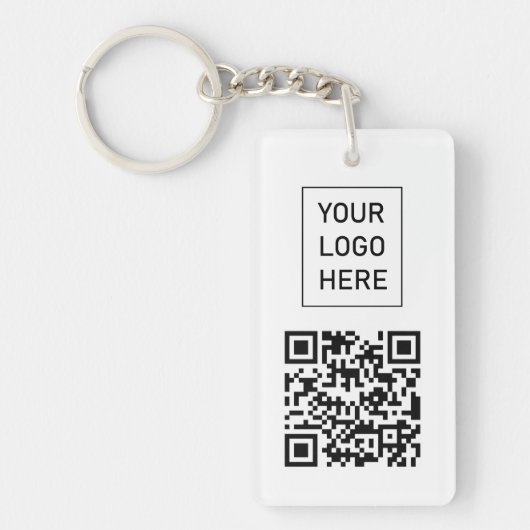 Persoonlijke QR-code zakelijke kaart Uw logo wit Sleutelhanger (Voorkant)