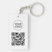 Persoonlijke QR-code zakelijke kaart Uw logo wit Sleutelhanger (achterkant)